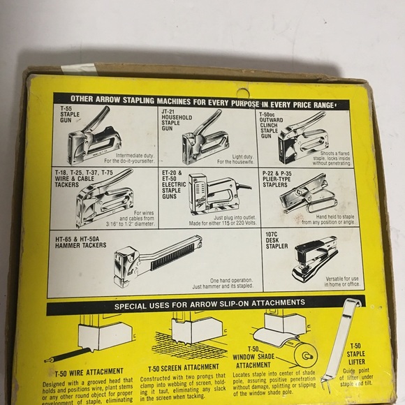 Vtg ARROW T-50 Handheld Stapler Heavy Duty Staple Gun Tacker EUC W/ Box - Picture 4 of 9